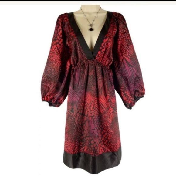 - Dresses & Skirts - Elegant Leopard Print V-Neck Dress